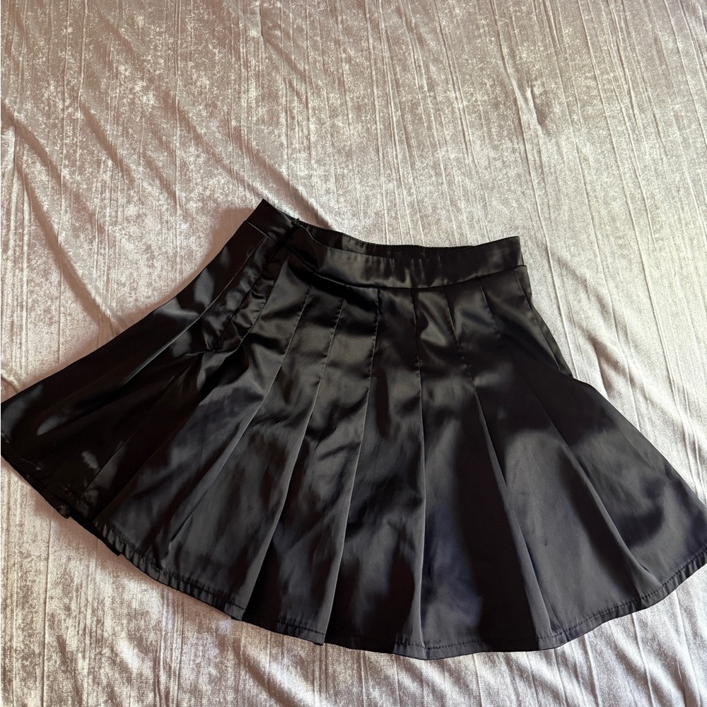 Black Mini Skater Skirt with Pleats